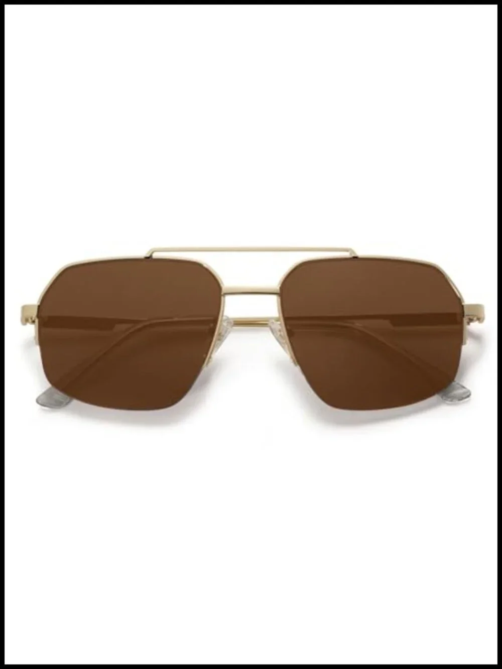 Vintage Aviator Sunglasses Semi-Rimless Metal Frame UV400 PC Lenses